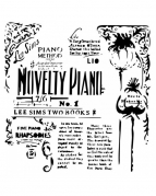 Stencil Piano med tekster - 15 x 15 cm