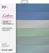 30 Pearlescent card sheets - 6 colours, Frostede blues