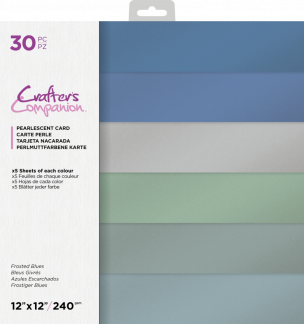 30 Pearlescent card sheets - 6 colours, Frostede blues