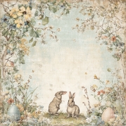 Reprint - Papersheet - Hello Spring_Bunnies - 30 x 30 cm