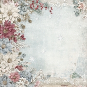 REPRINT - Scrapbooking Sheet - 30 x 30  cm - Winter Flowers - Deck The Halls - 240 g