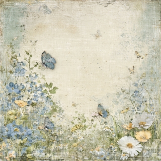 Reprint - Papersheet - Hello Spring_Butterflies and Flowers - 30 x 30 cm