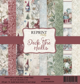 REPRINT - Paperpack 30 x 30  cm - Deck The Halls - 10 dobbeltsidet designs - 240 g