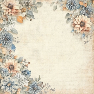 REPRINT - Scrapbooking Sheet - 30 x 30  cm - Flower Corner - Cozy Season - 240 g
