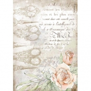 Stamperia - ricepaper - Romantic Threads, scissors and roses