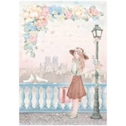 Stamperia - Decoupage papir A4 - Oh La La Girl With Suitcase