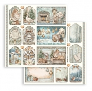 Stamperia White Christmas Mixed Cards and Tags Paper Sheet &ndash; 30x30 cm