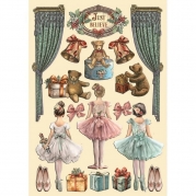 Stamperia-Colored Wooden shape A5 - The Nutcracker ballet and teddy