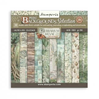 Stamperia Paper Pad 10 Backgrounds &ndash; Herbarium Silvae &ndash; 30x30 cm