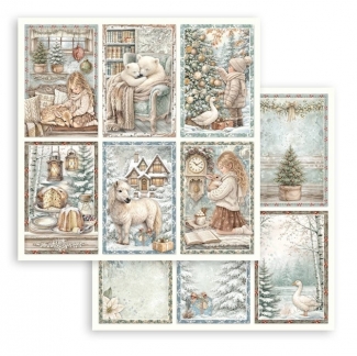 Stamperia White Christmas 6 Cards Paper Sheet &ndash; 30x30 cm