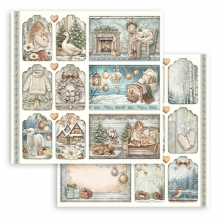 Stamperia White Christmas Mixed Cards and Tags Paper Sheet &ndash; 30x30 cm