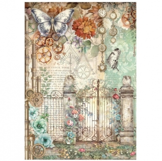 Stamperia Rice Paper A4 &ndash; Gardens Of Time Gate And Butterfly