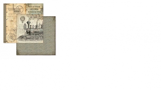 Stamperia - Scrapbooking Sheet - Voyages Fantastiques - Steam Train