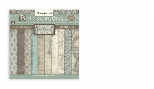 Stamperia - ScrapbookingSmallPad - 10 Sheets - 20x20cm - BackgroundSelection - Voyages Fantastiques