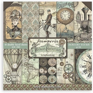 Stamperia - Scrapbooking Small Pad - 10 Sheets - 20 x 20cm - Voyages Fantastiques