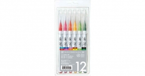 Zig Clean Color Pensel Pen Sæt m. 12 stk - basic colours