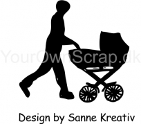 Mand med barnevogn silhuet - Your Own Scrap Stempel