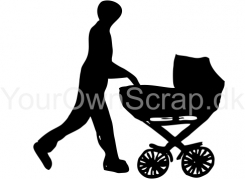 Mand med barnevogn silhuet - Your Own Scrap Stempel