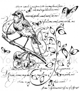 Baggrundsstempel med tekst og fugl