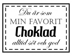 Chokolade label - stempel - svensk tekst
