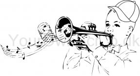 Dreng spiller trompet