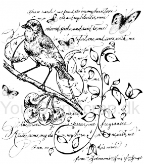 Baggrundsstempel med tekst og fugl